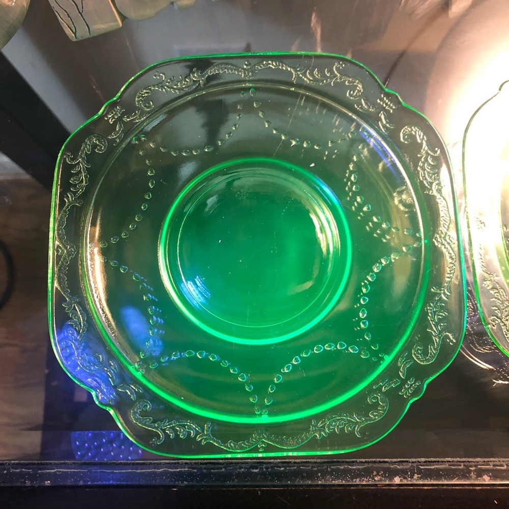 Vintage Green Glass Plate